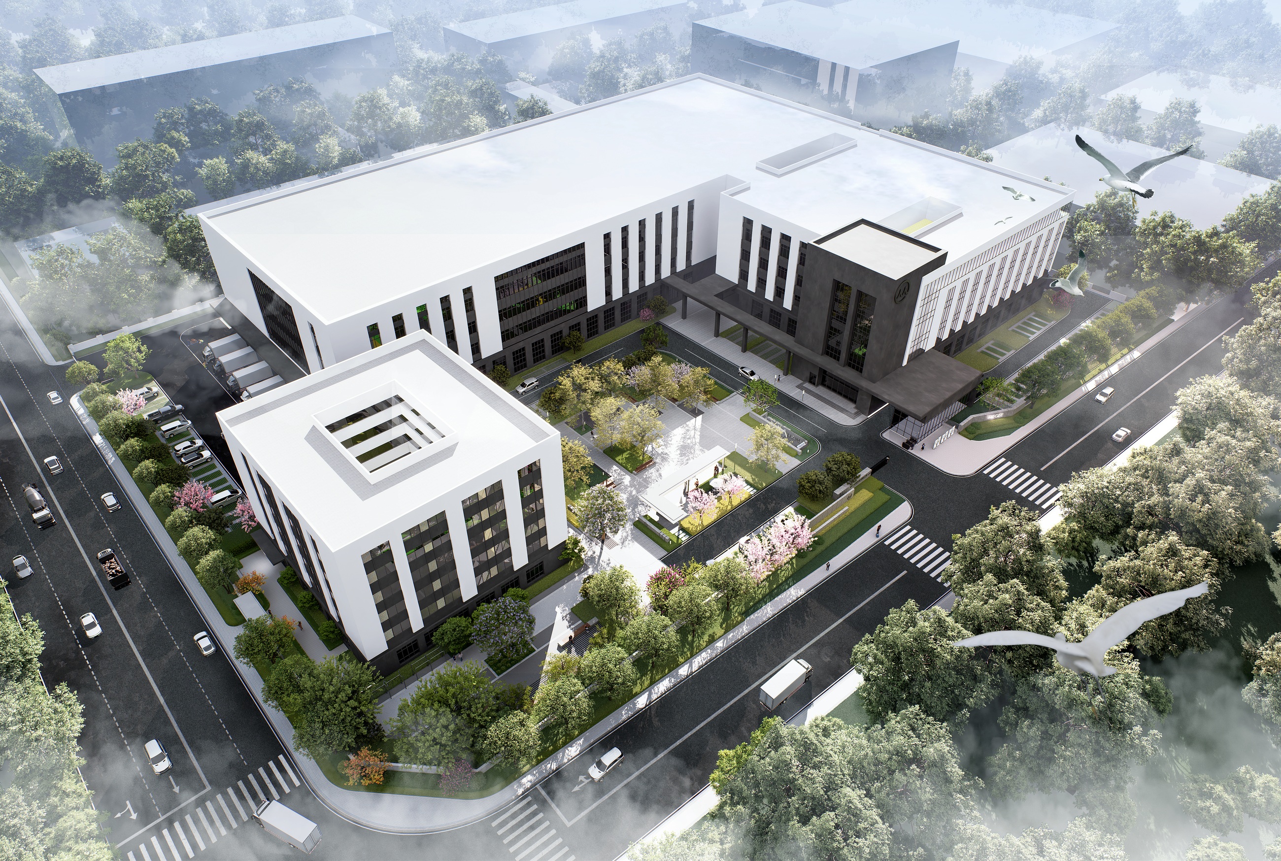 Aerial view of the MEGEE manufacturing campus