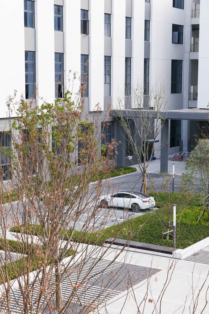 Landscaped courtyard detail at the new MEGEE campus